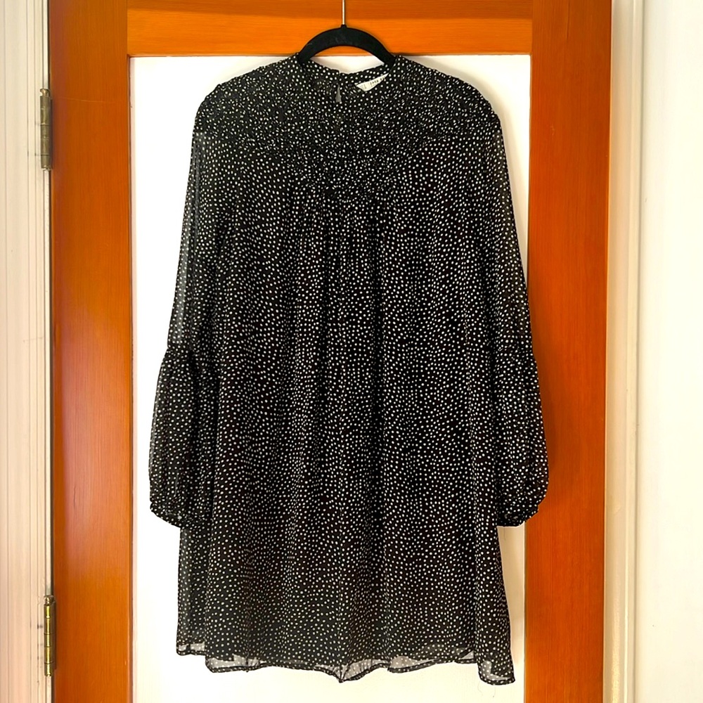 Zara Polka Dot Doll Dress, Black and White, Sz S